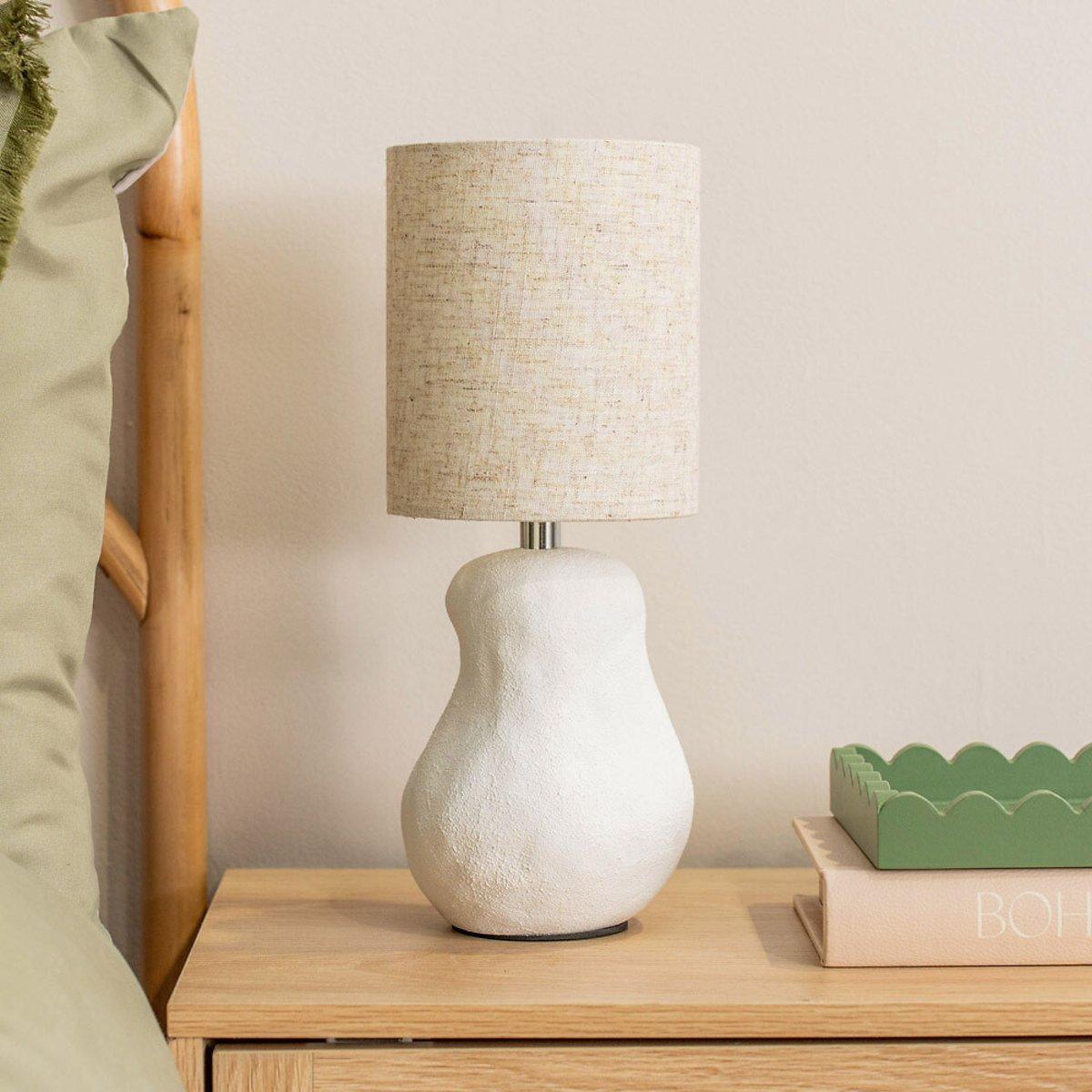 Abstract Sandblast Ceramic Table Lamp with Linen Shade – image 1