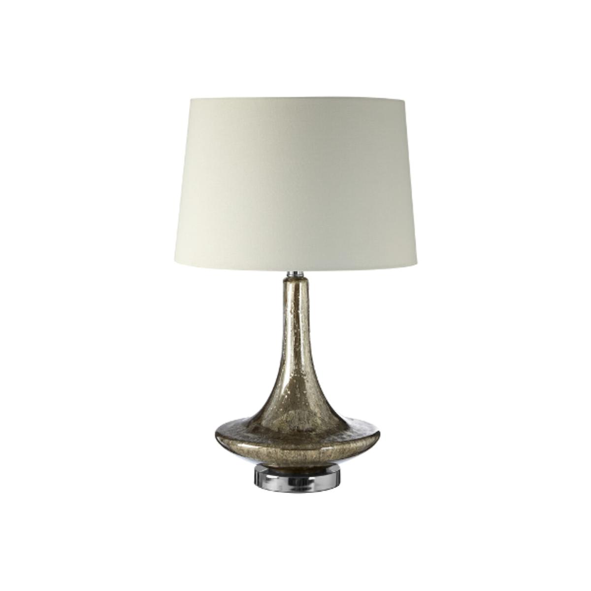 Polished Champagne Glass Droplet Shap with Linen Shade Table Lamp – image 1