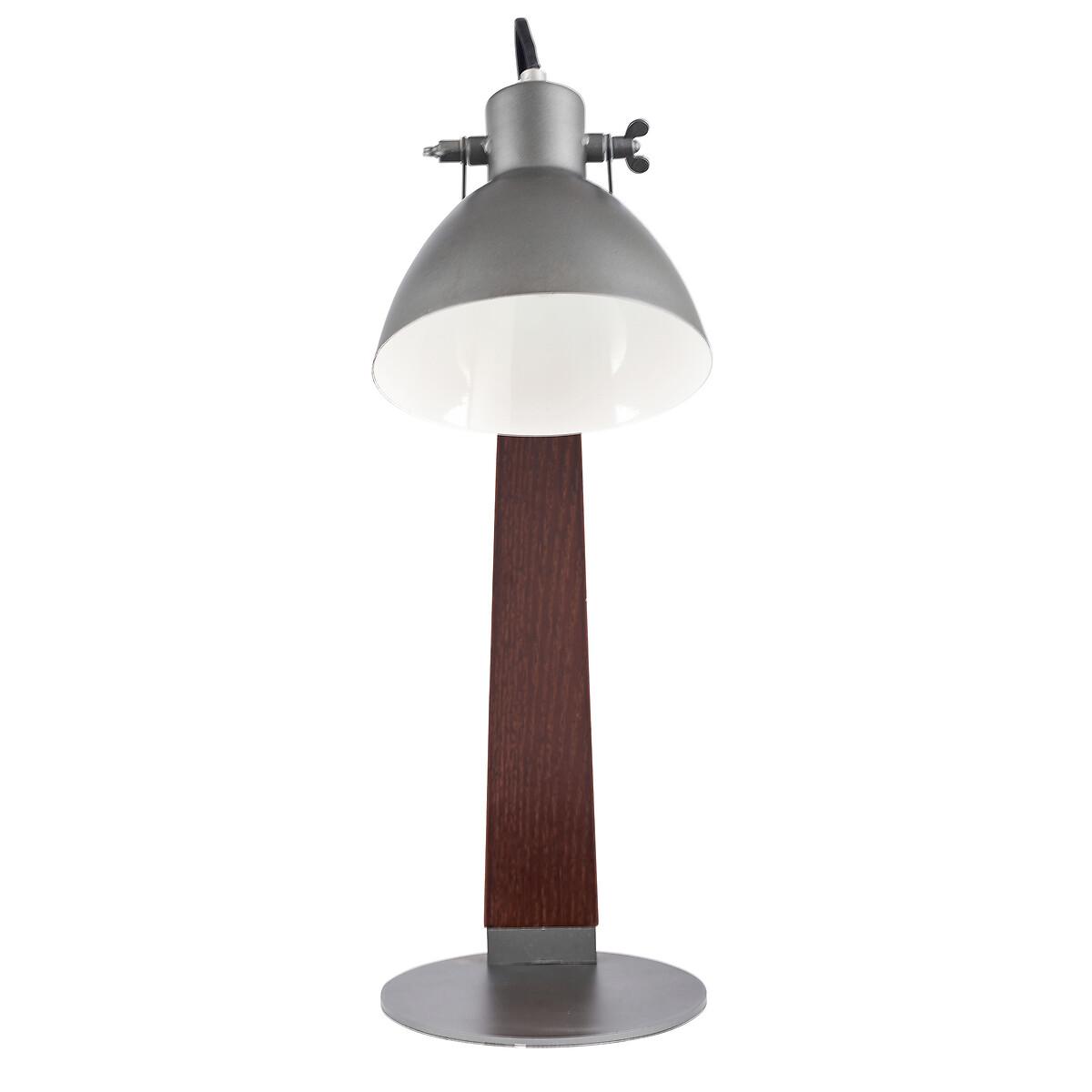 Wood and Grey Metal Curved Table Task Lamp – image 2