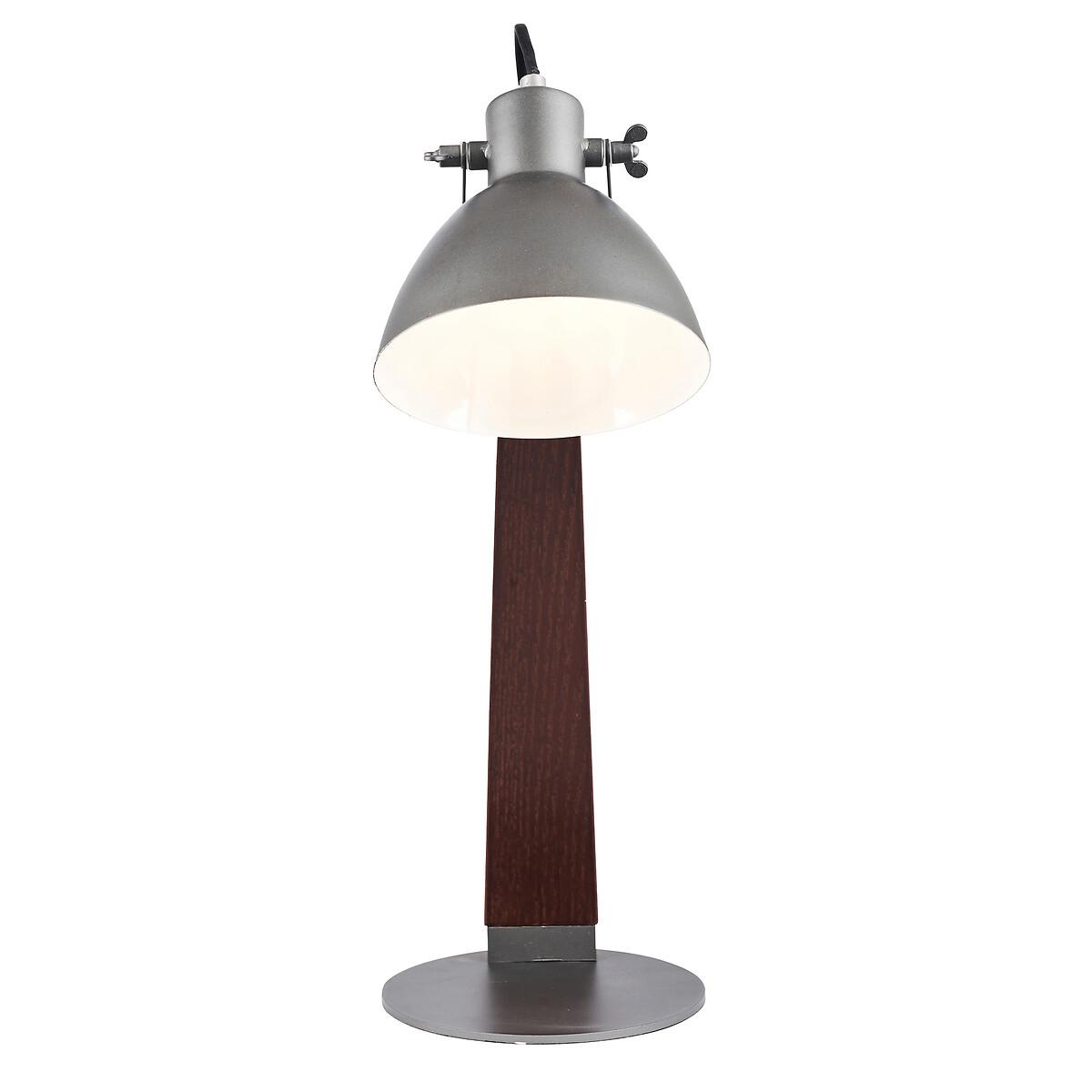 Wood and Grey Metal Curved Table Task Lamp – image 3