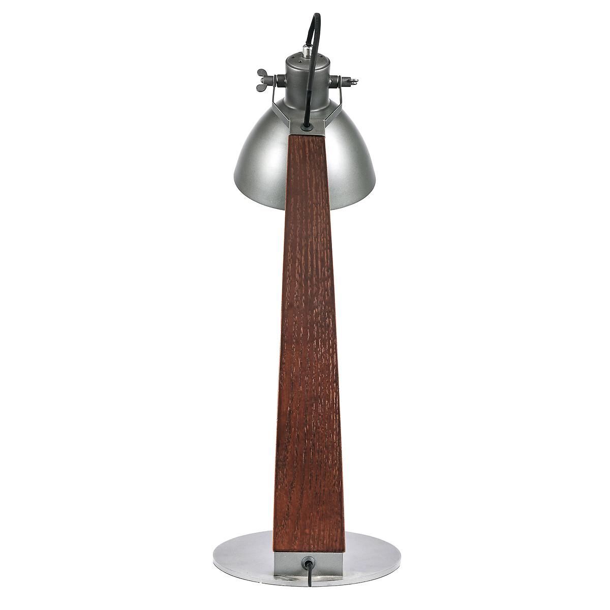 Wood and Grey Metal Curved Table Task Lamp – image 4