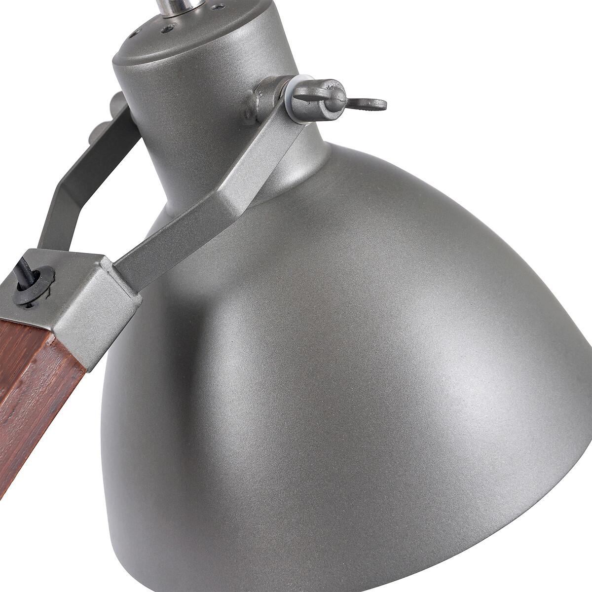 Wood and Grey Metal Curved Table Task Lamp – image 5