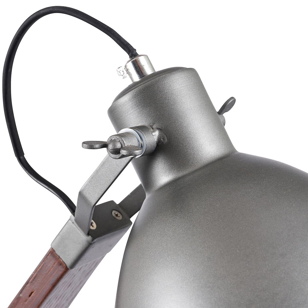 Wood and Grey Metal Curved Table Task Lamp – image 6