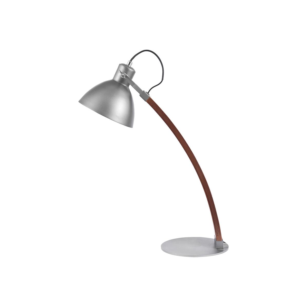 Wood and Grey Metal Curved Table Task Lamp – image 1