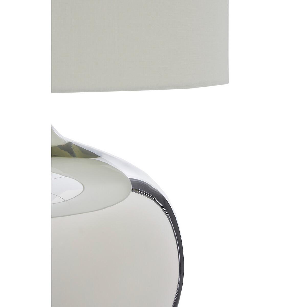 Glass and Chrome Curved Base with White Shade Table Lamp – image 2