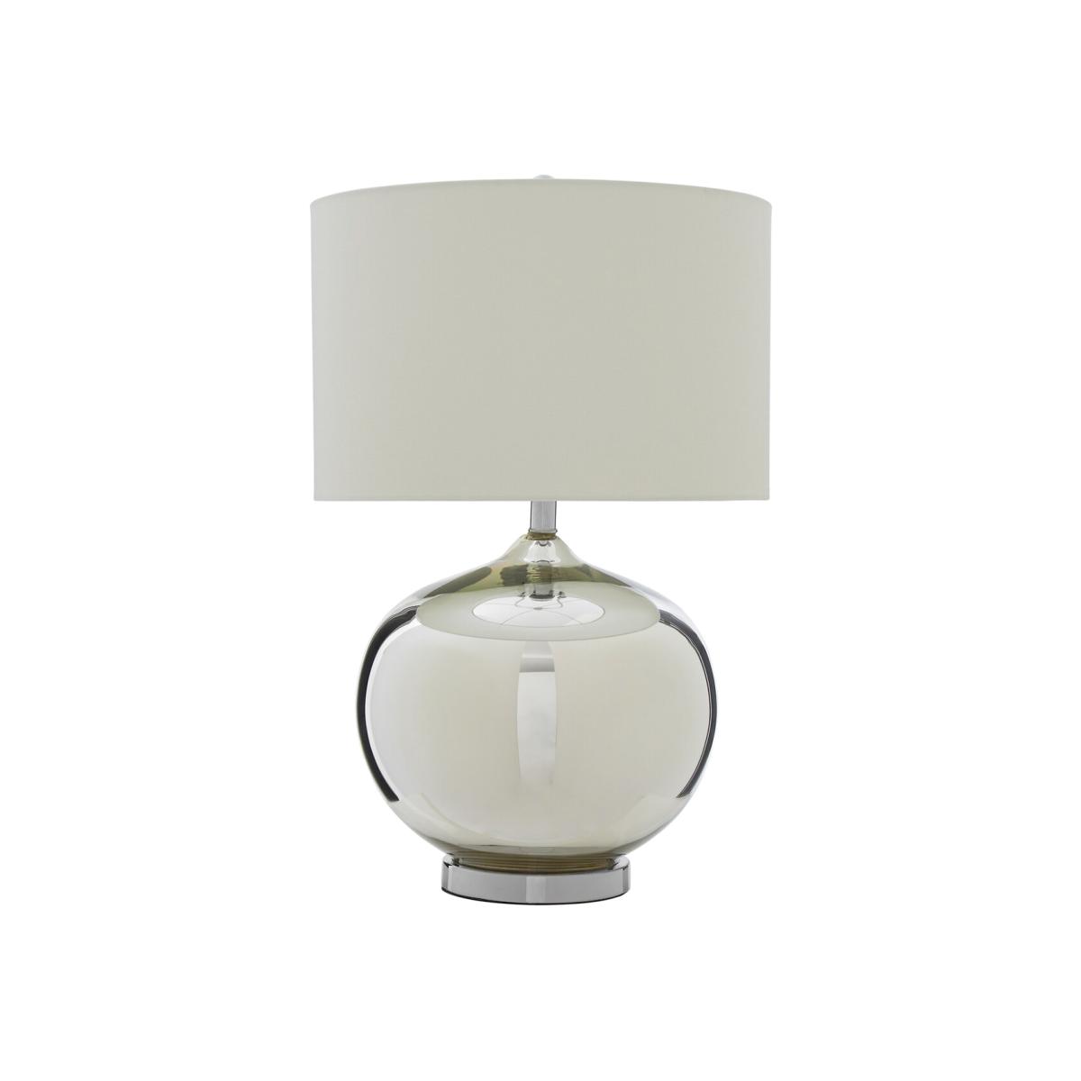 Glass and Chrome Curved Base with White Shade Table Lamp – image 1