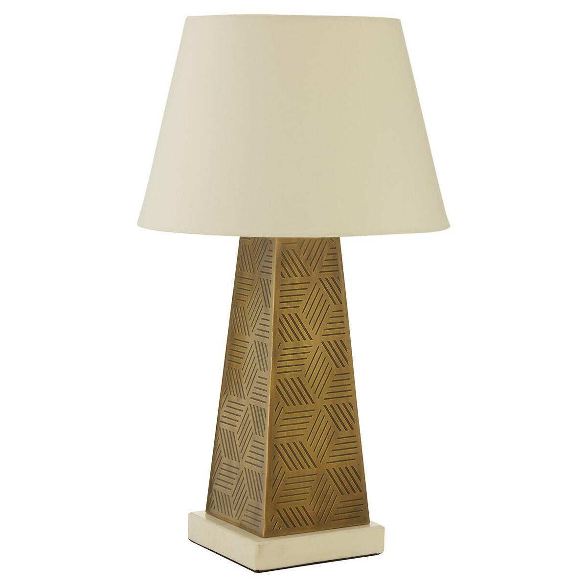 Iron & Marble Table Lamp with Cream Shade – image 2