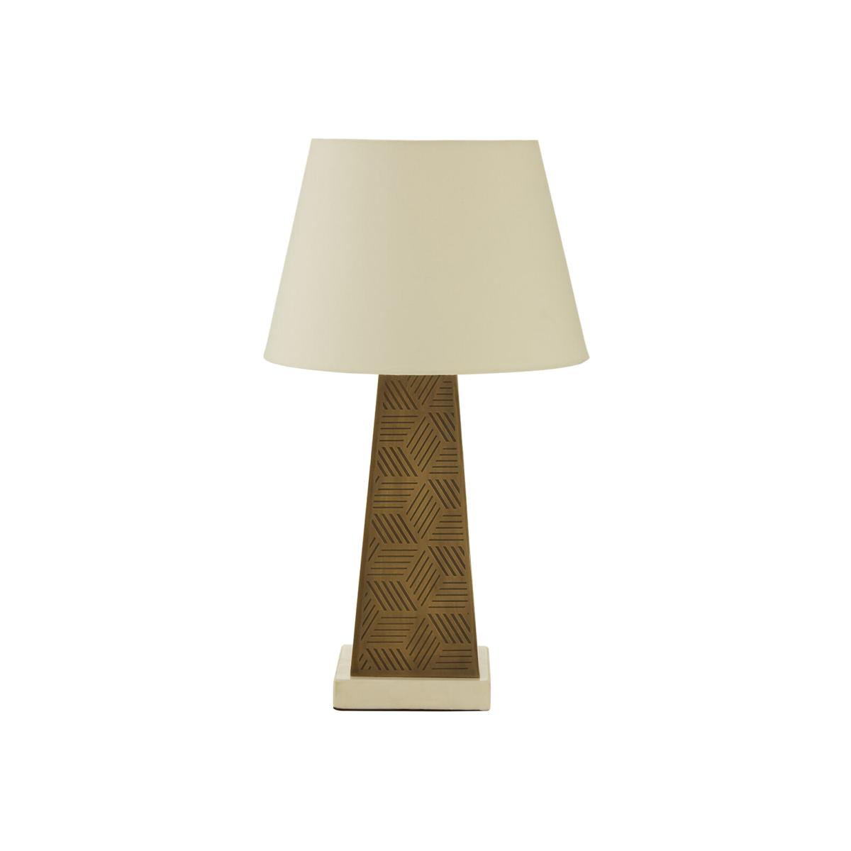Iron & Marble Table Lamp with Cream Shade – image 1