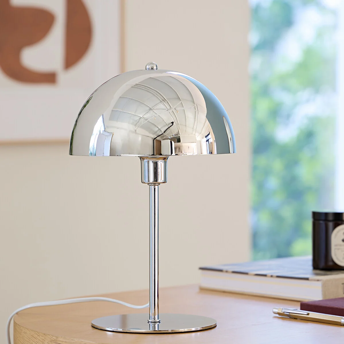 Mushroom Table Lamp in Chrome Metal Capi – image 2