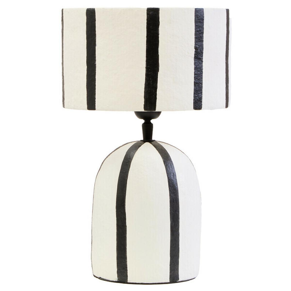 34cm Black And White Stripe Papier Mache Style Table Lamp – image 3