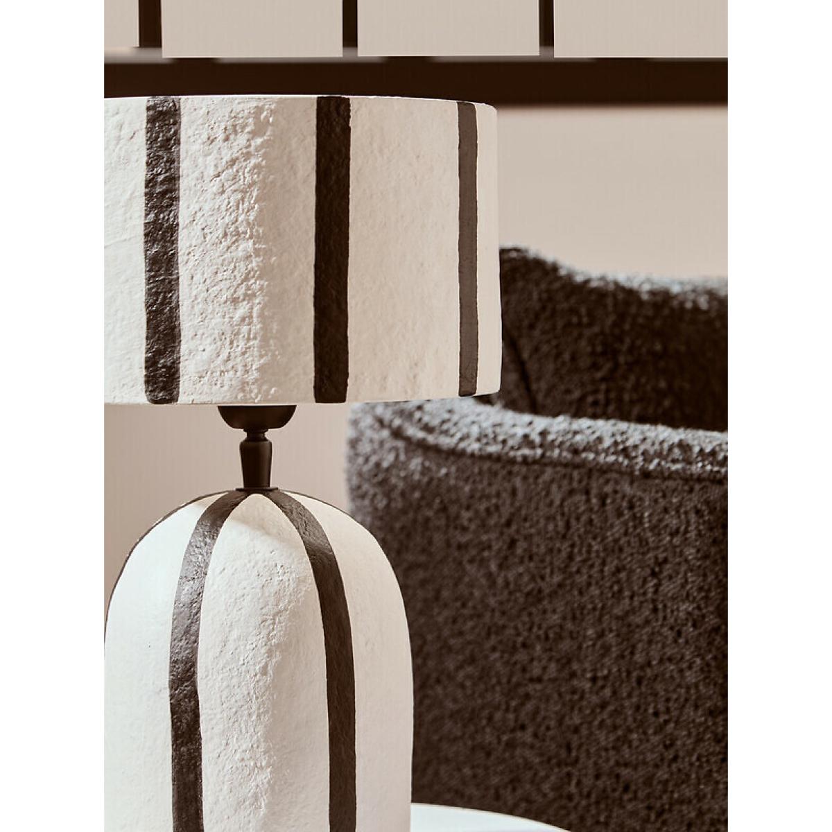 34cm Black And White Stripe Papier Mache Style Table Lamp – image 4