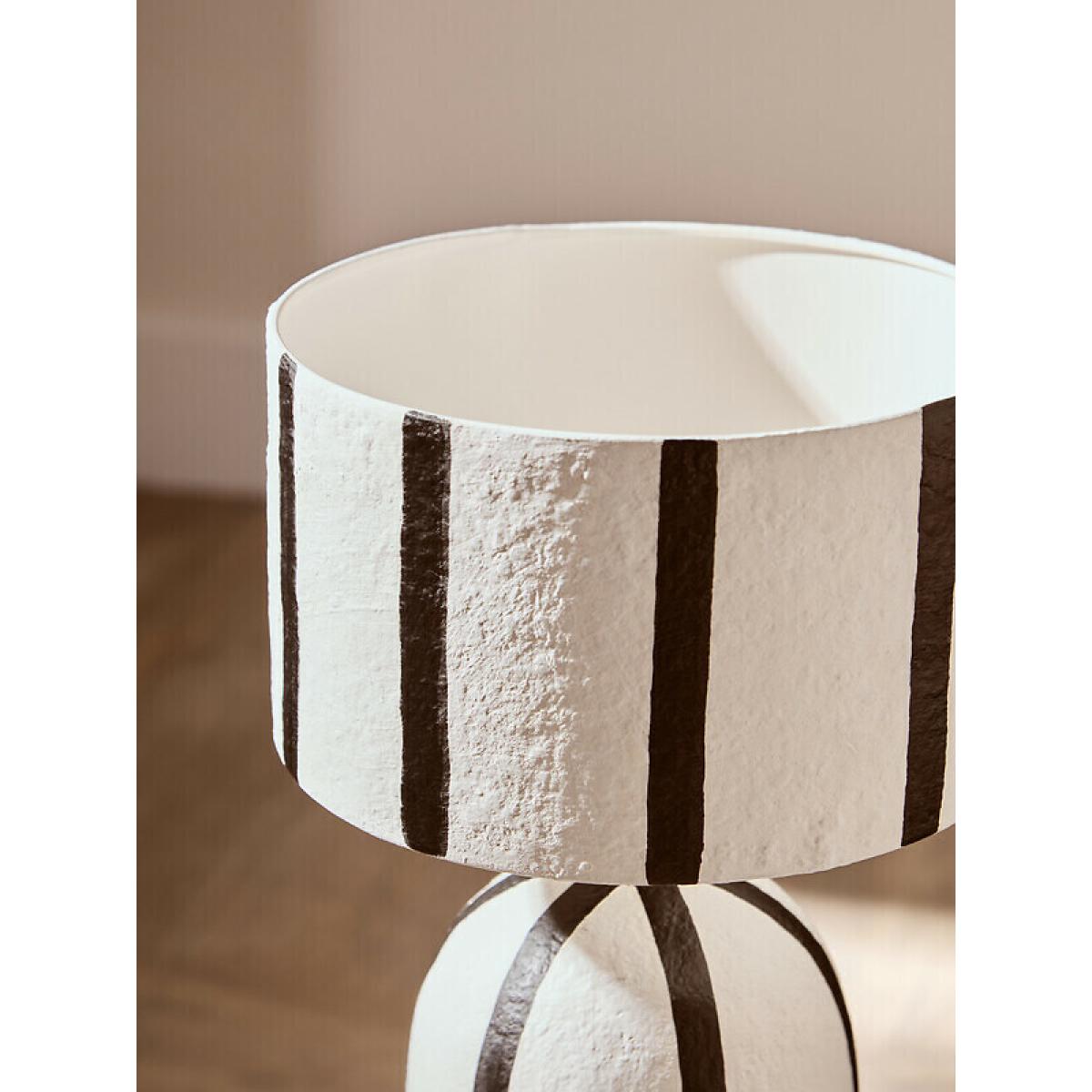 34cm Black And White Stripe Papier Mache Style Table Lamp – image 5