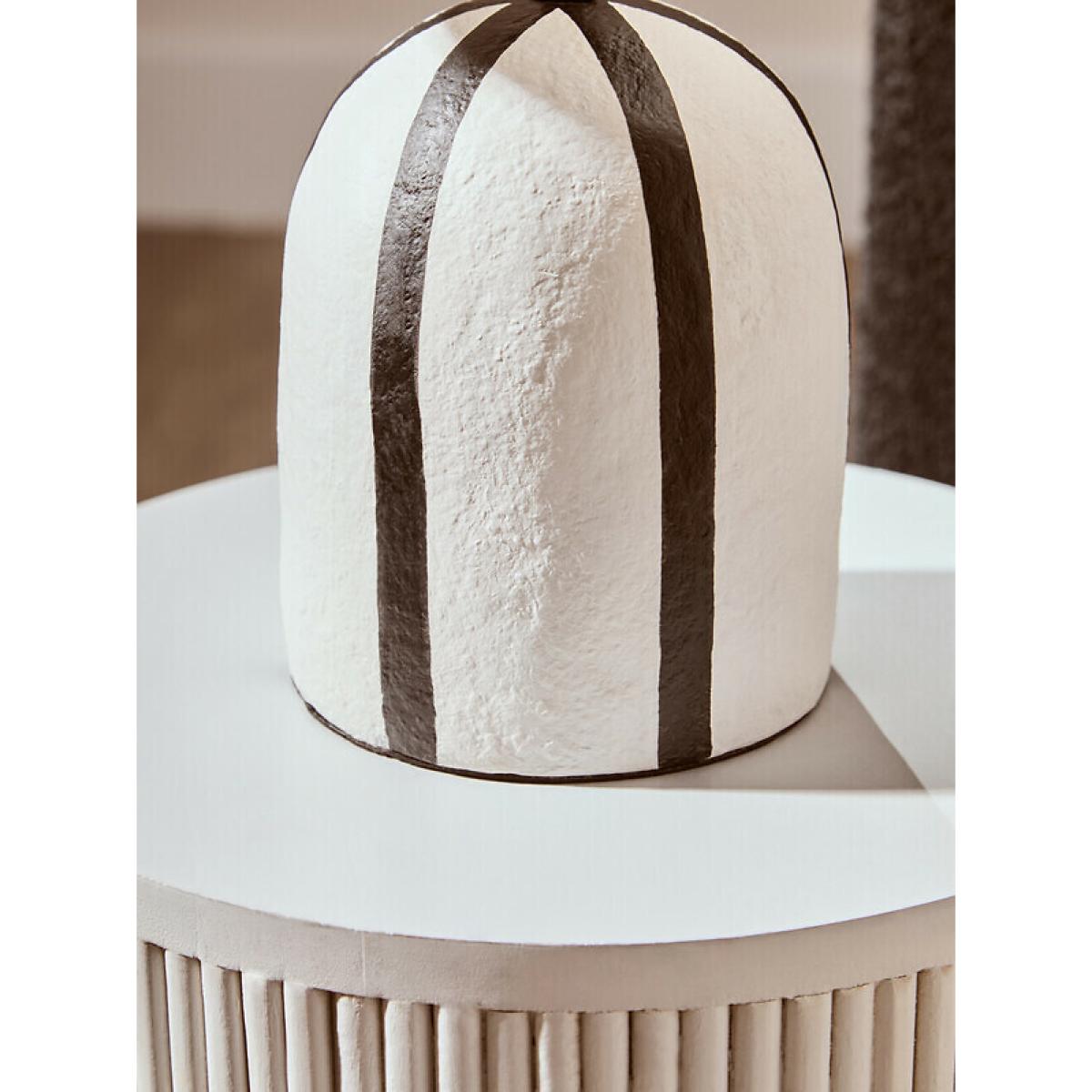 34cm Black And White Stripe Papier Mache Style Table Lamp – image 6