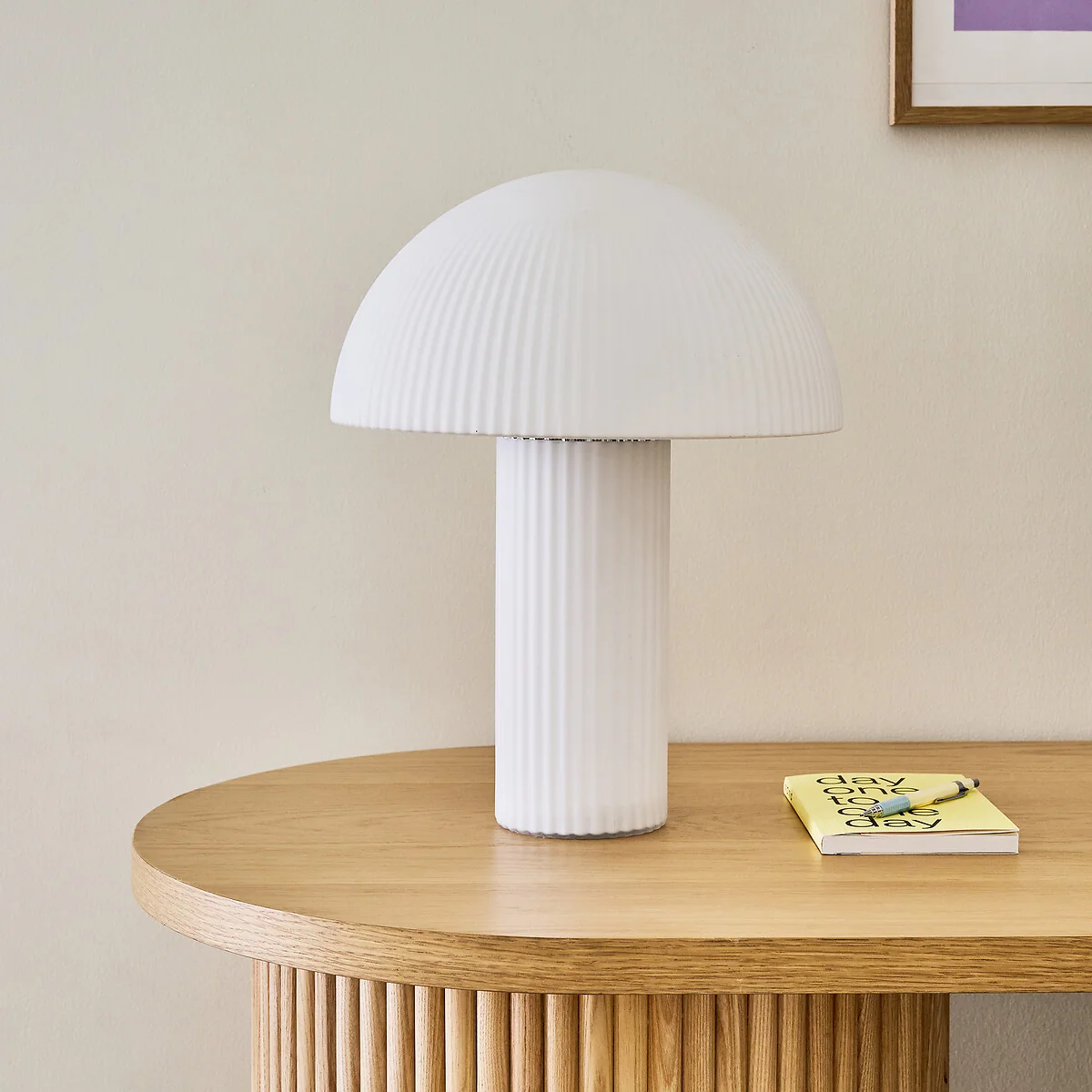 Loulou Mushroom Table Lamp in Opaline Striated Glass H41.7cm – image 2