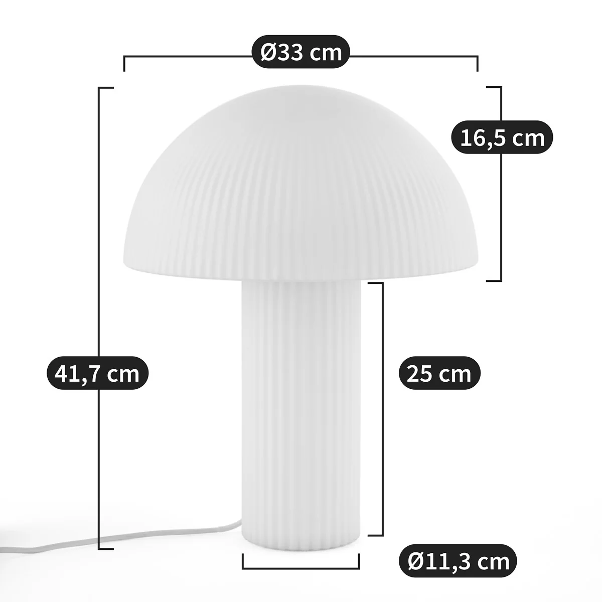 Loulou Mushroom Table Lamp in Opaline Striated Glass H41.7cm – image 6