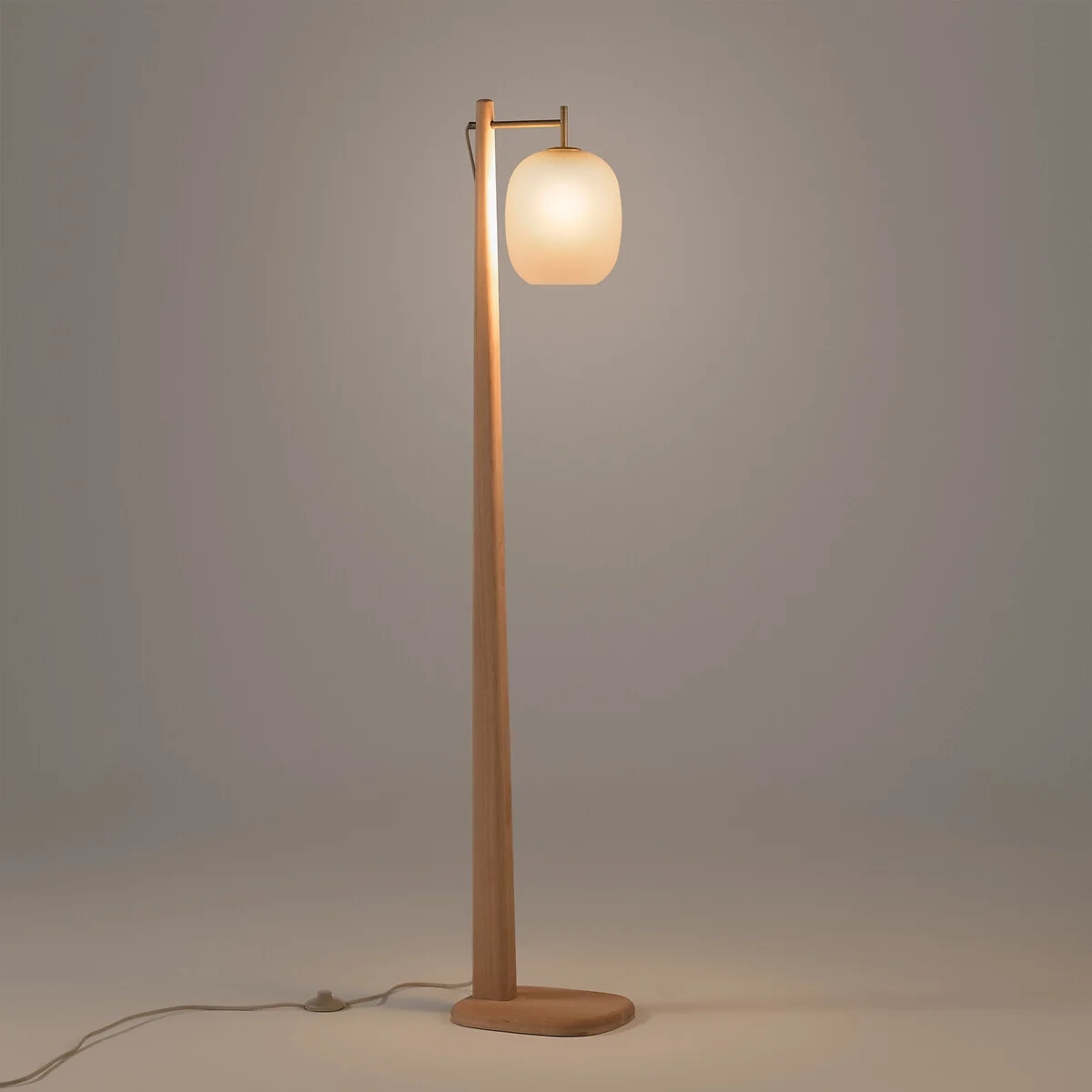 Navida Metal, Oak & Frosted Glass Floor Lamp – image 4
