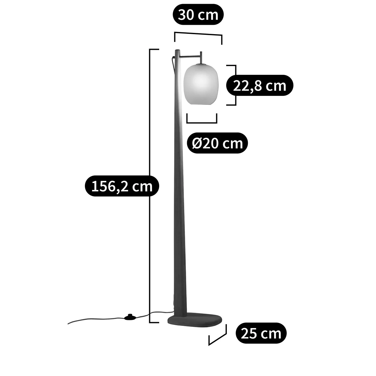 Navida Metal, Oak & Frosted Glass Floor Lamp – image 6