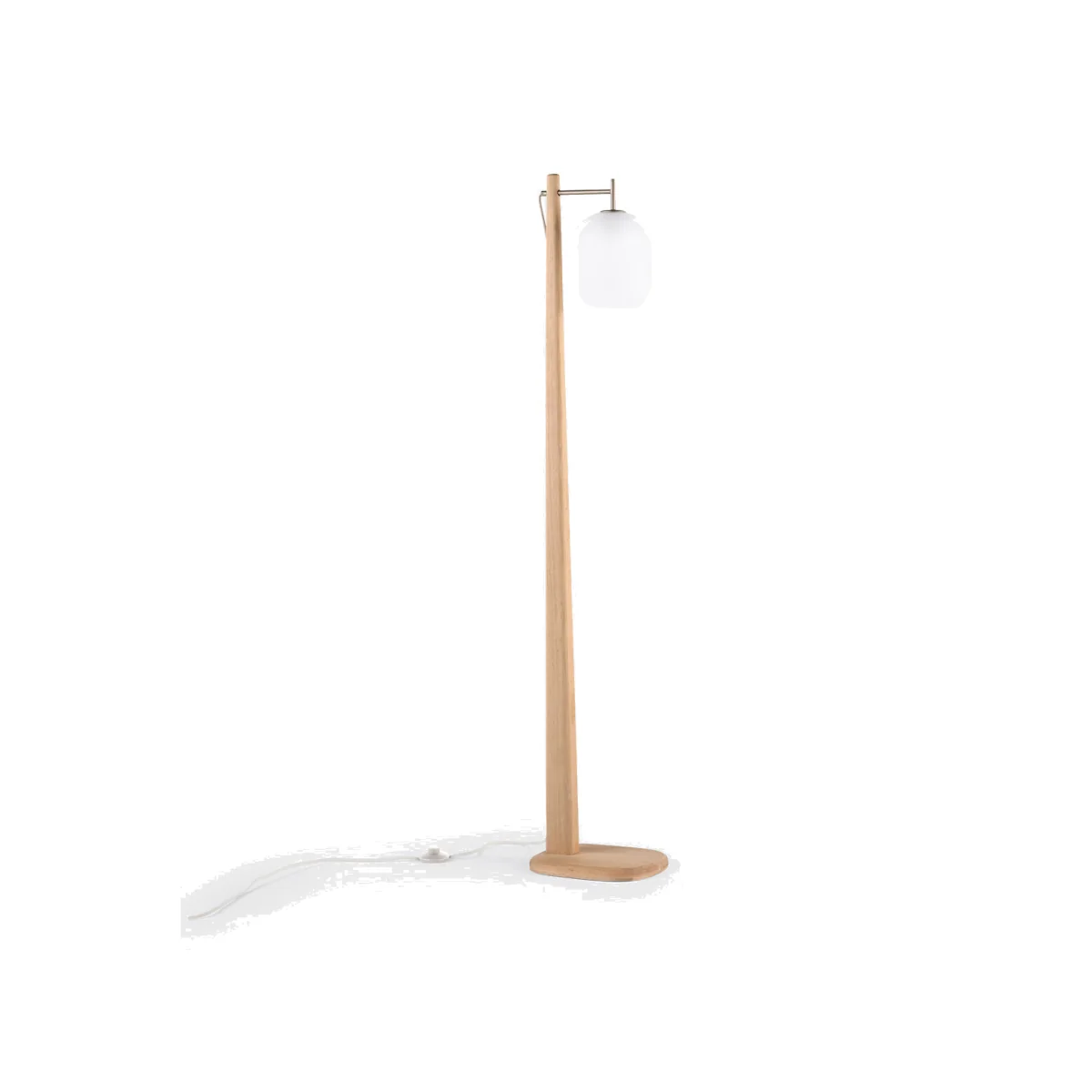 Navida Metal, Oak & Frosted Glass Floor Lamp – image 1