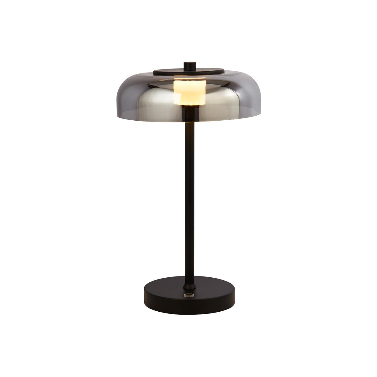 Black Metal and Smoked Glass Dome LED Table Lamp – image 1