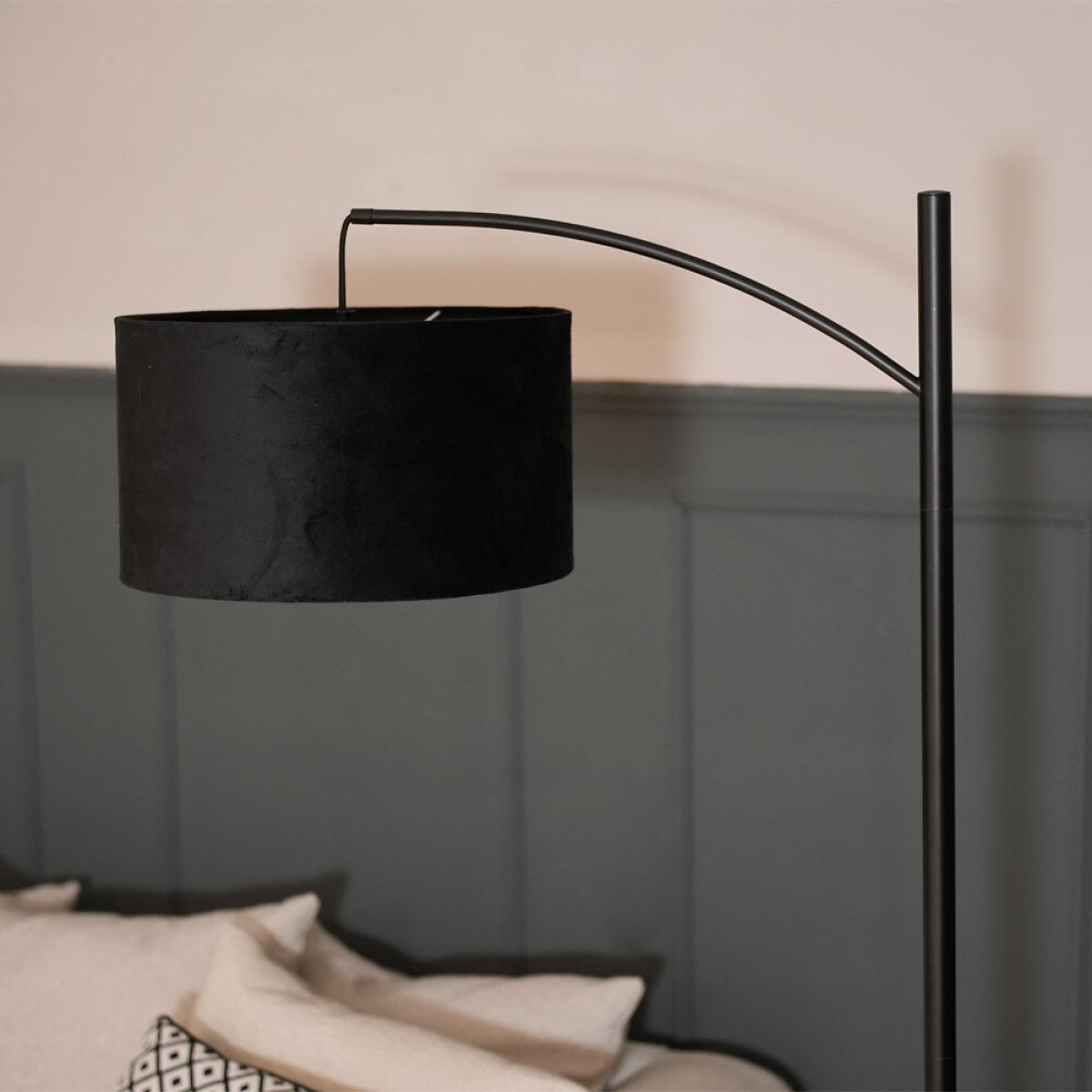 Black Metal Floor Lamp with Velvet Shade – image 2