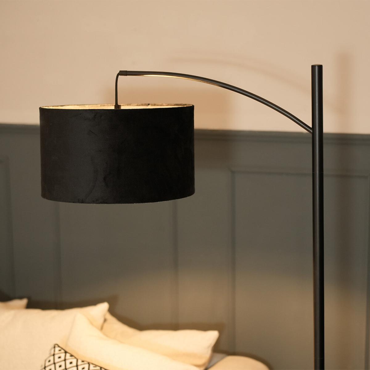Black Metal Floor Lamp with Velvet Shade – image 4
