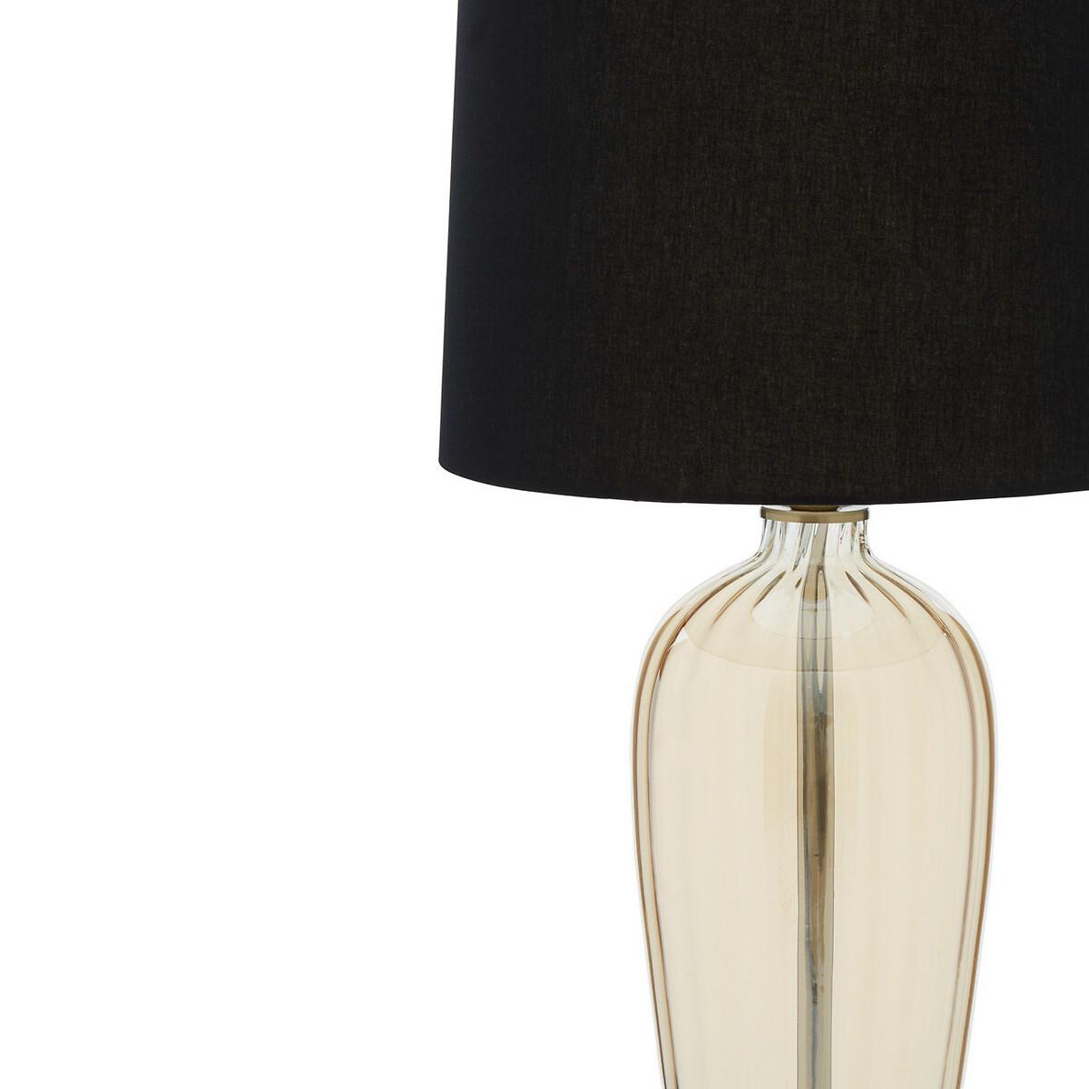 Amber Tall Glass with Black Shade Table Lamp – image 2