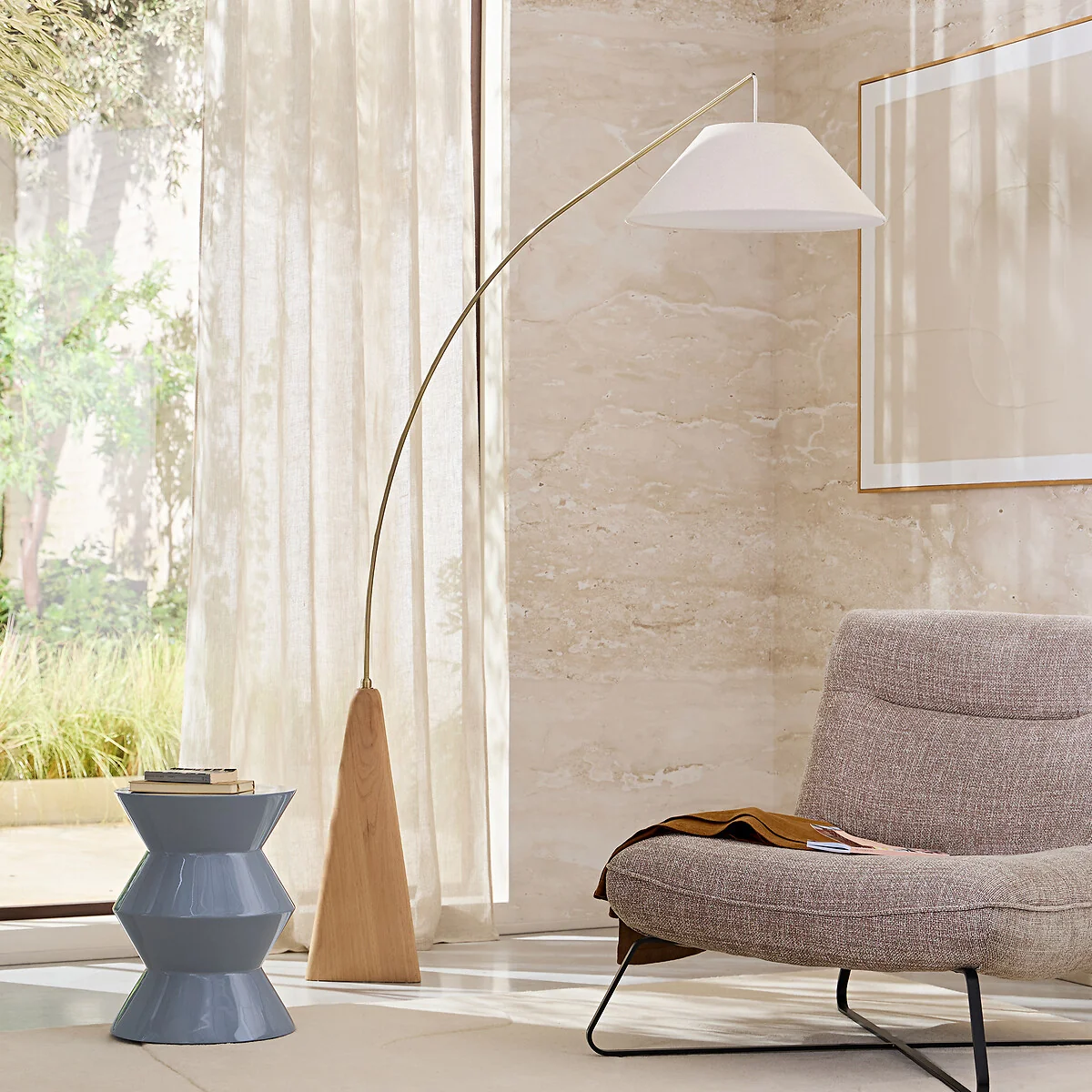 Nestwood Solid Oak/linen Arc Floor Lamp – image 2