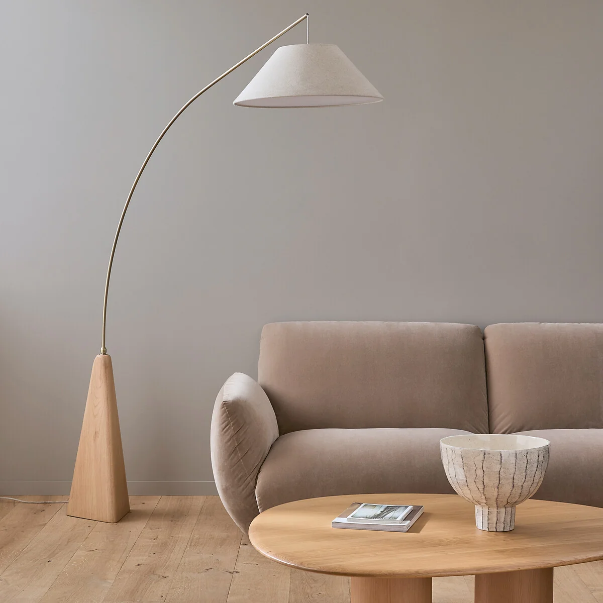 Nestwood Solid Oak/linen Arc Floor Lamp – image 3