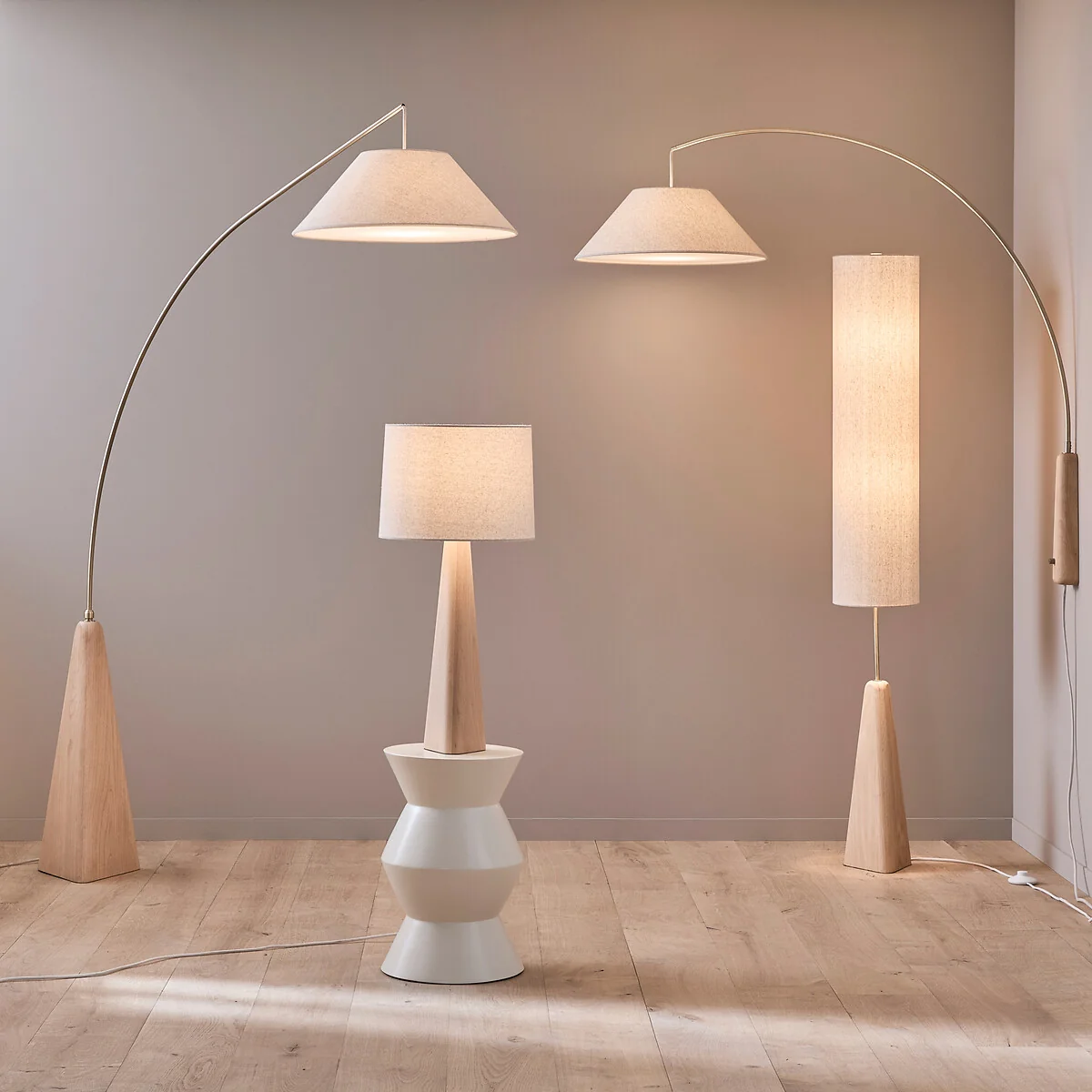 Nestwood Solid Oak/linen Arc Floor Lamp – image 8