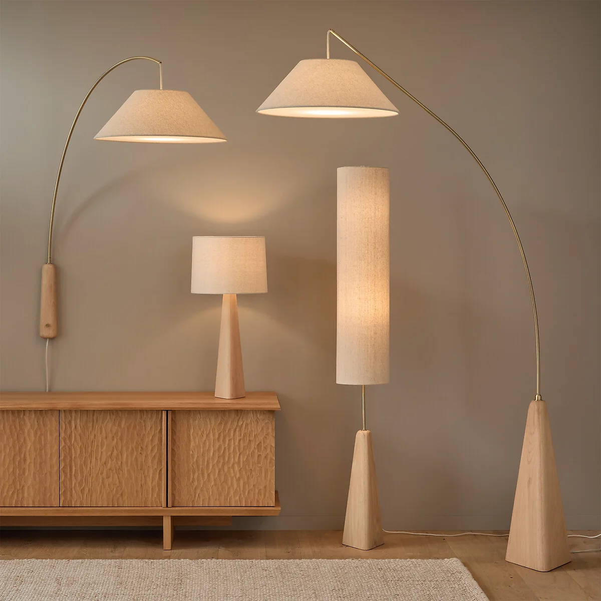 Nestwood Solid Oak/linen Arc Floor Lamp – image 9