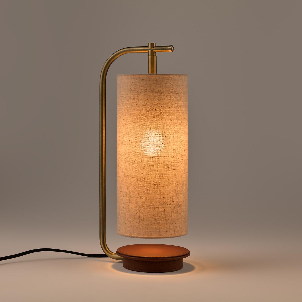 Yob Linen & Faux Leather Lamp – image 3