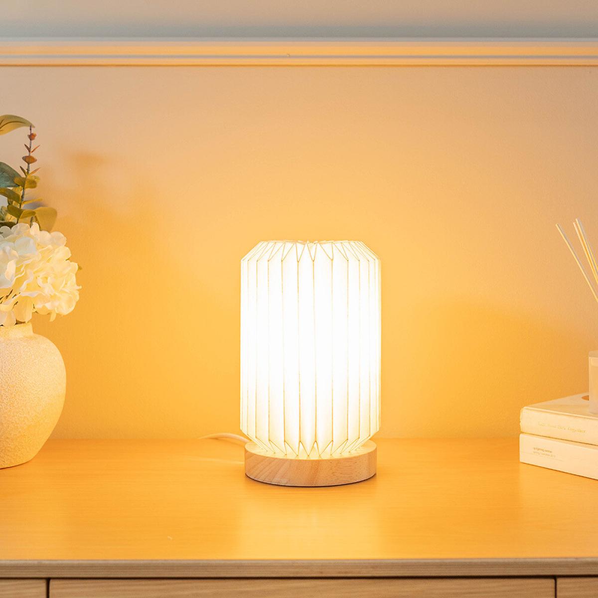 Wooden and Paper White Table Lamp – image 2