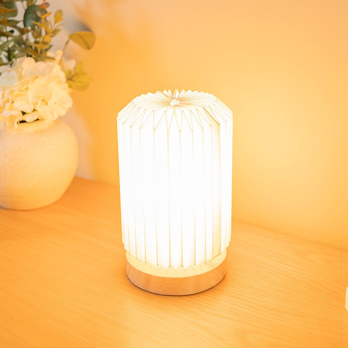 Wooden and Paper White Table Lamp – image 3