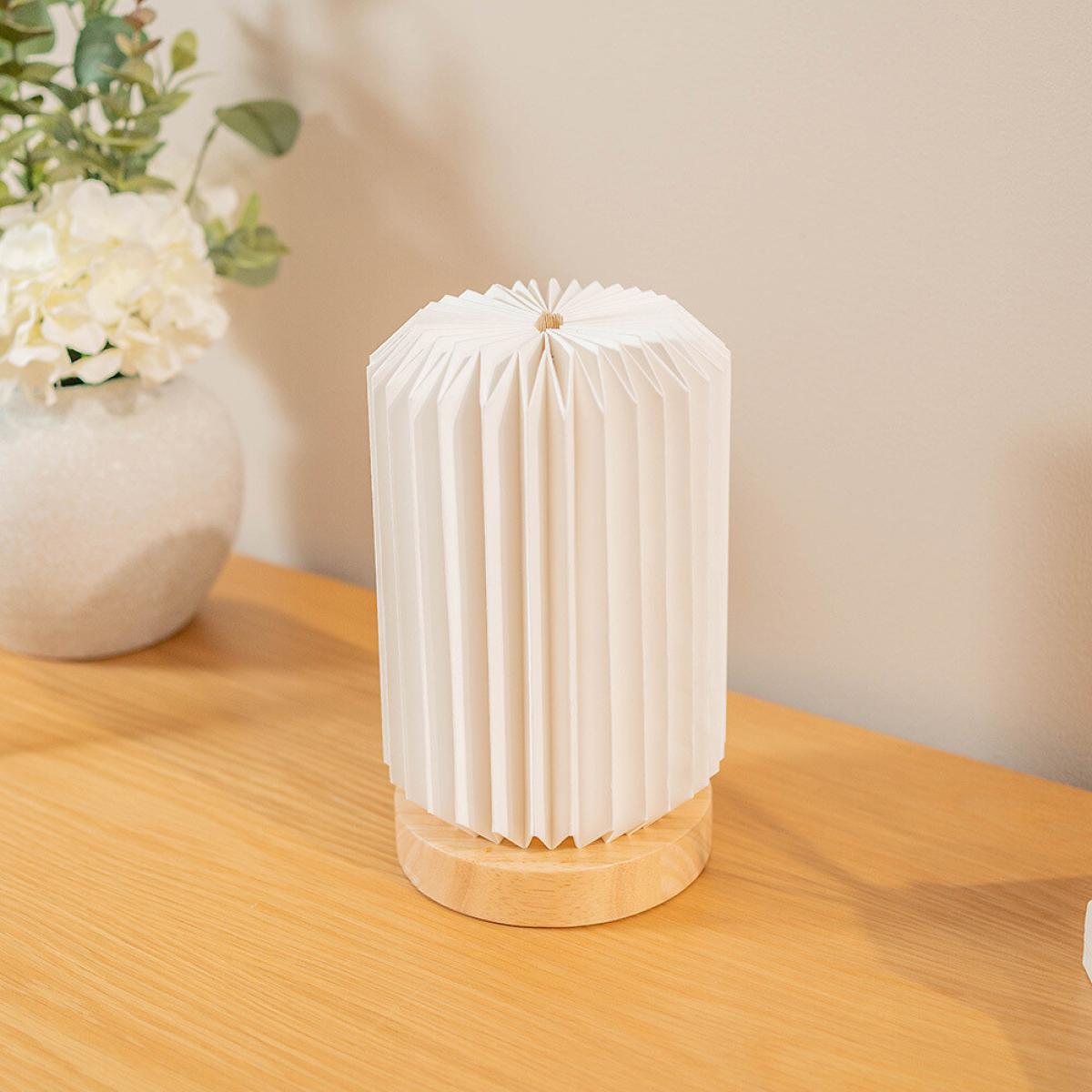 Wooden and Paper White Table Lamp – image 4