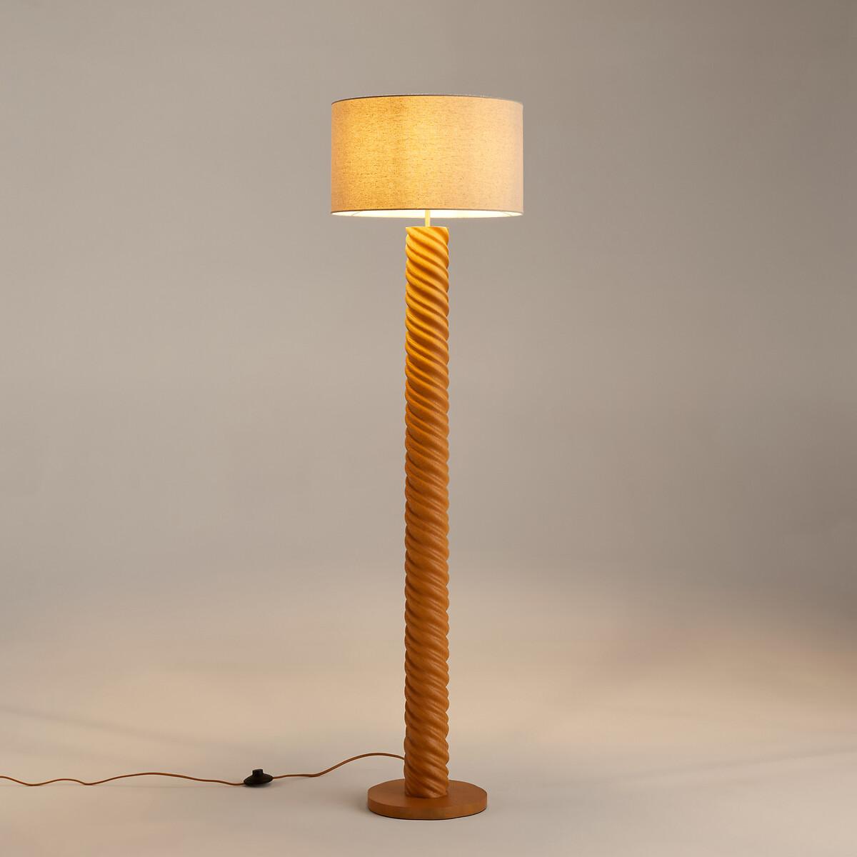 Dehen Oak & Linen Floor Lamp – image 3