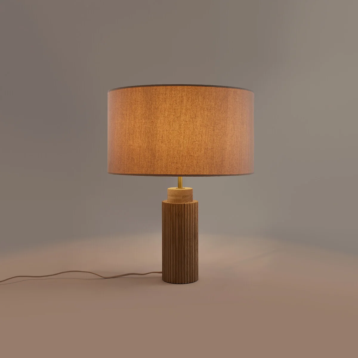 Idna Oak, Metal & Linen Table Lamp – image 3