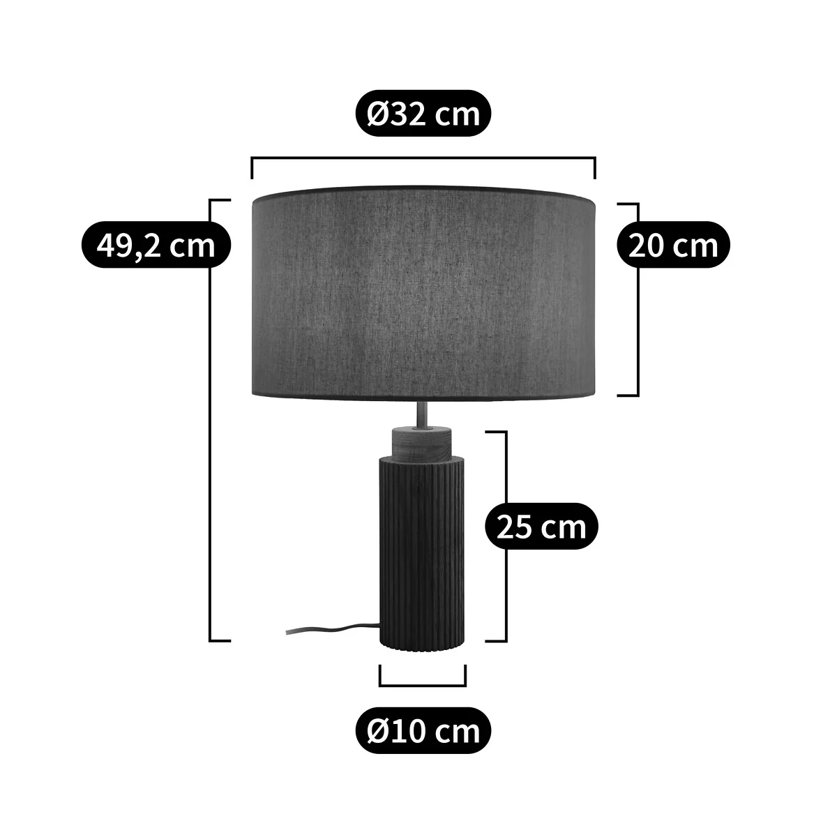 Idna Oak, Metal & Linen Table Lamp – image 5