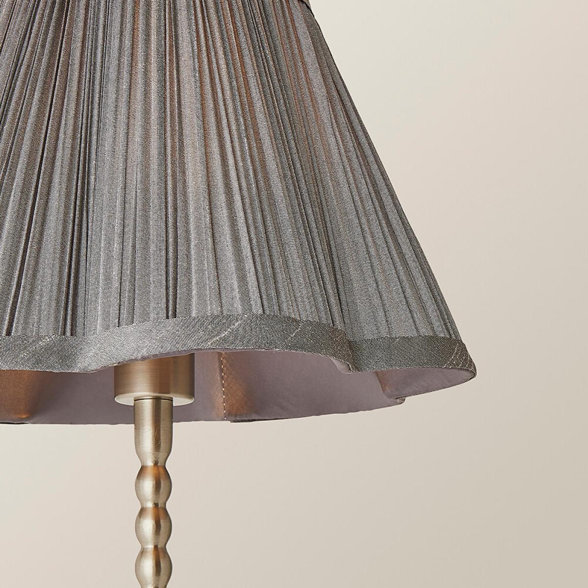Brushed Chrome Bobble Table Lamp with Faux Silk Scallop Shade – image 3