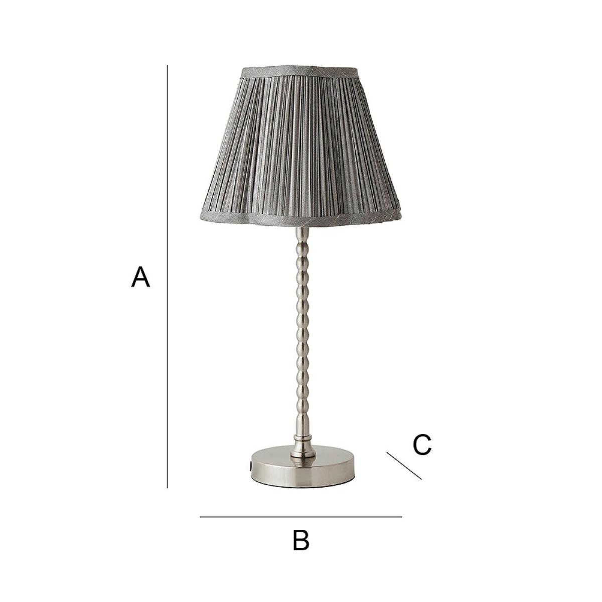 Brushed Chrome Bobble Table Lamp with Faux Silk Scallop Shade – image 6