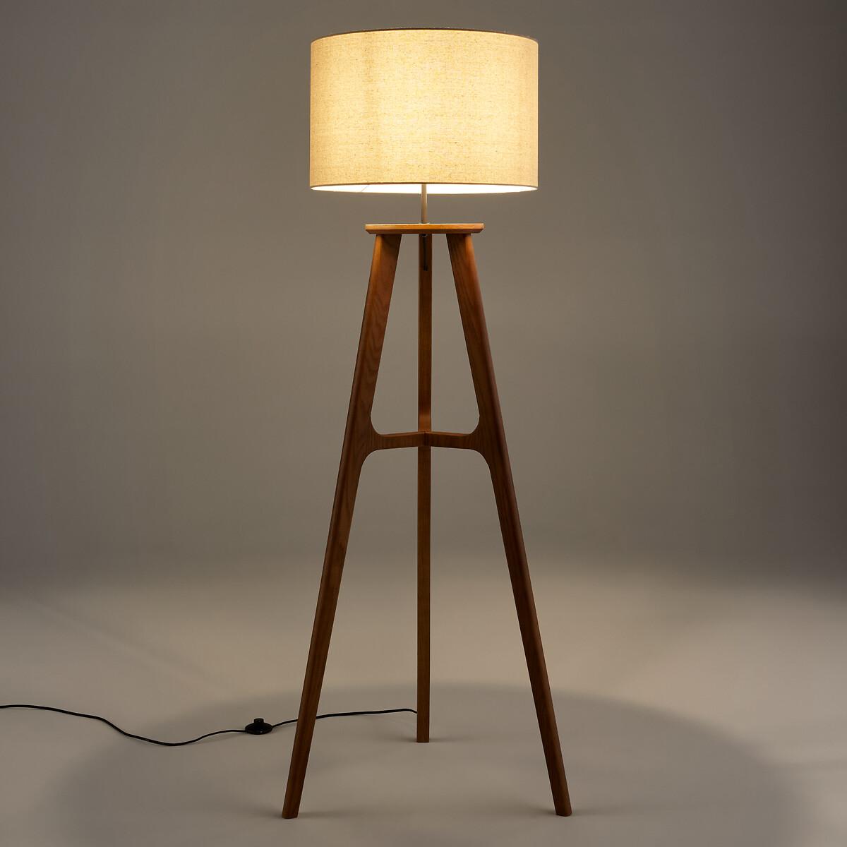 Larso Oak & Linen Tripod Floor Lamp – image 2