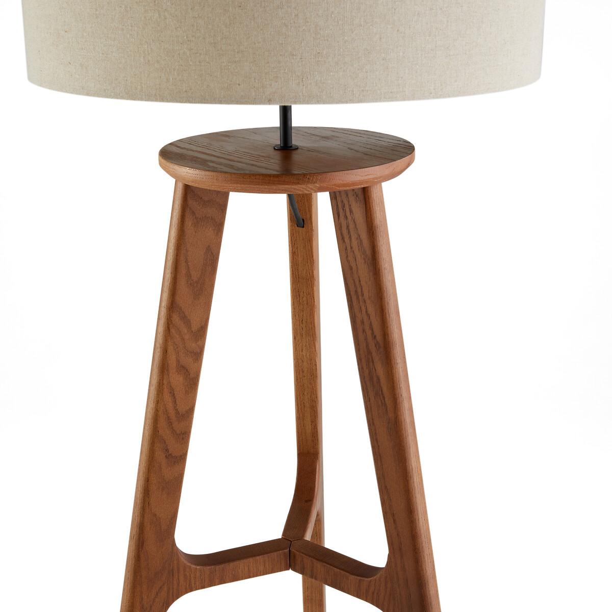 Larso Oak & Linen Tripod Floor Lamp – image 3