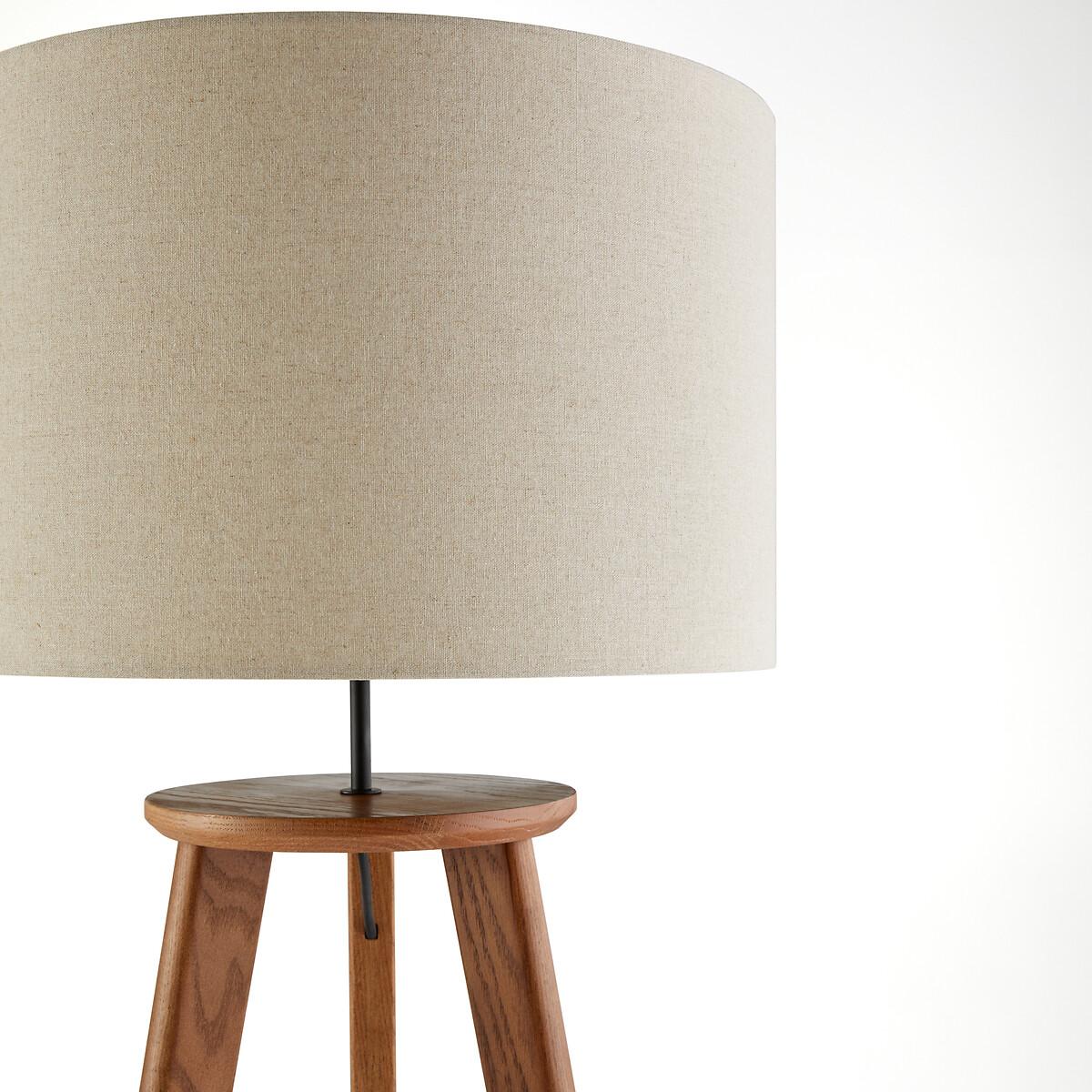 Larso Oak & Linen Tripod Floor Lamp – image 4