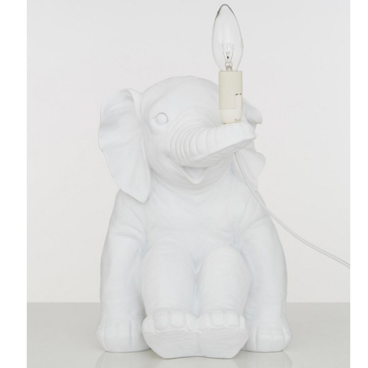 White Ceramic Elephant Character Table Lamp – image 2