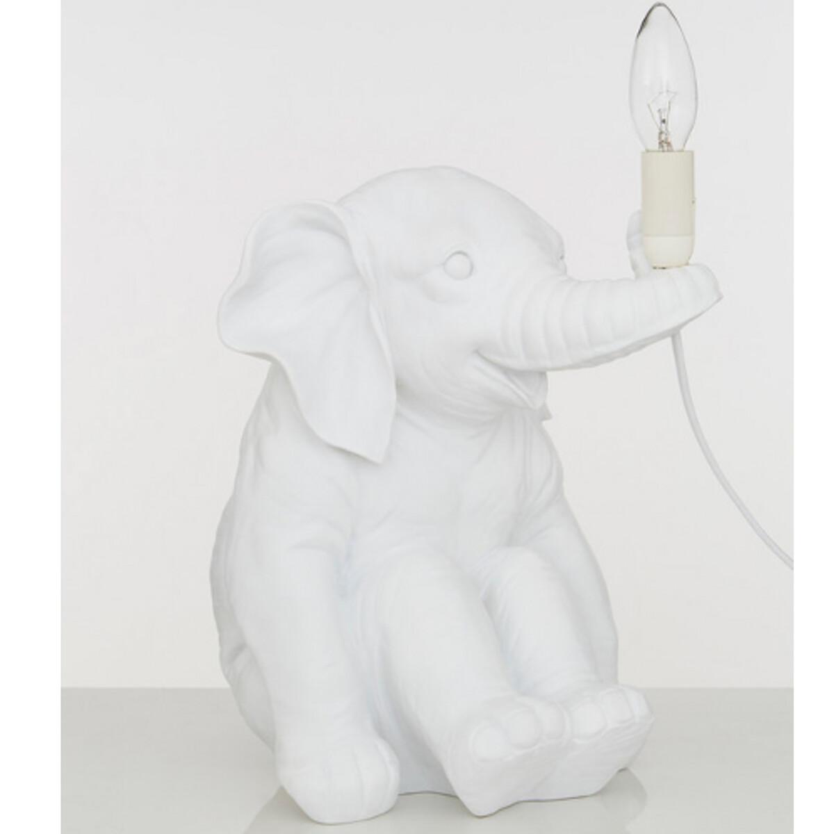 White Ceramic Elephant Character Table Lamp – image 3