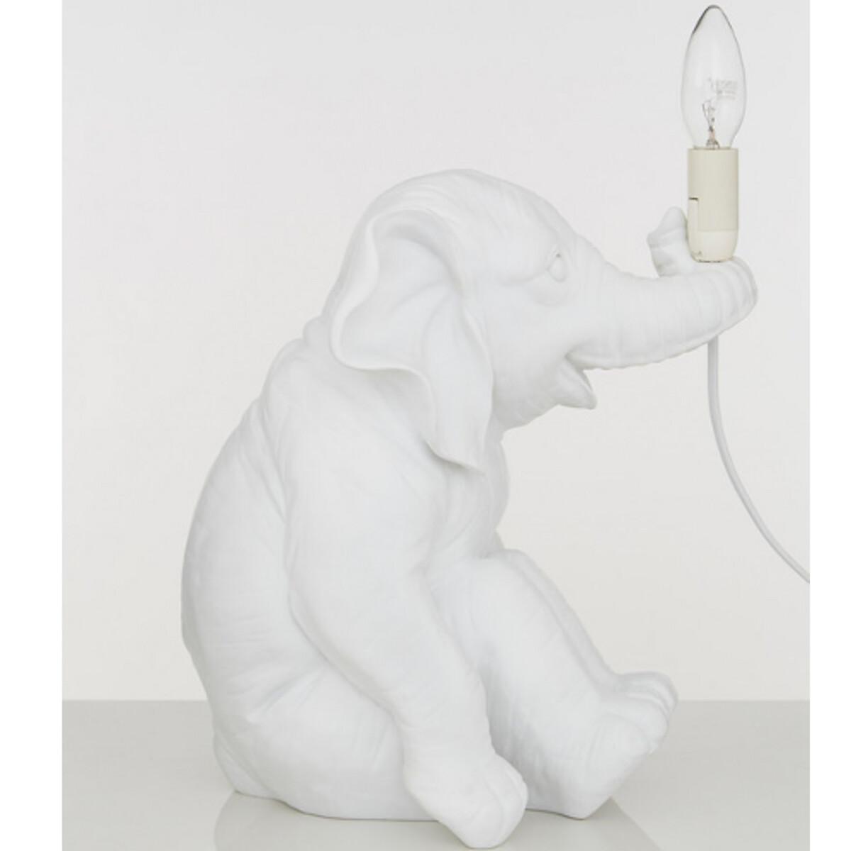 White Ceramic Elephant Character Table Lamp – image 4