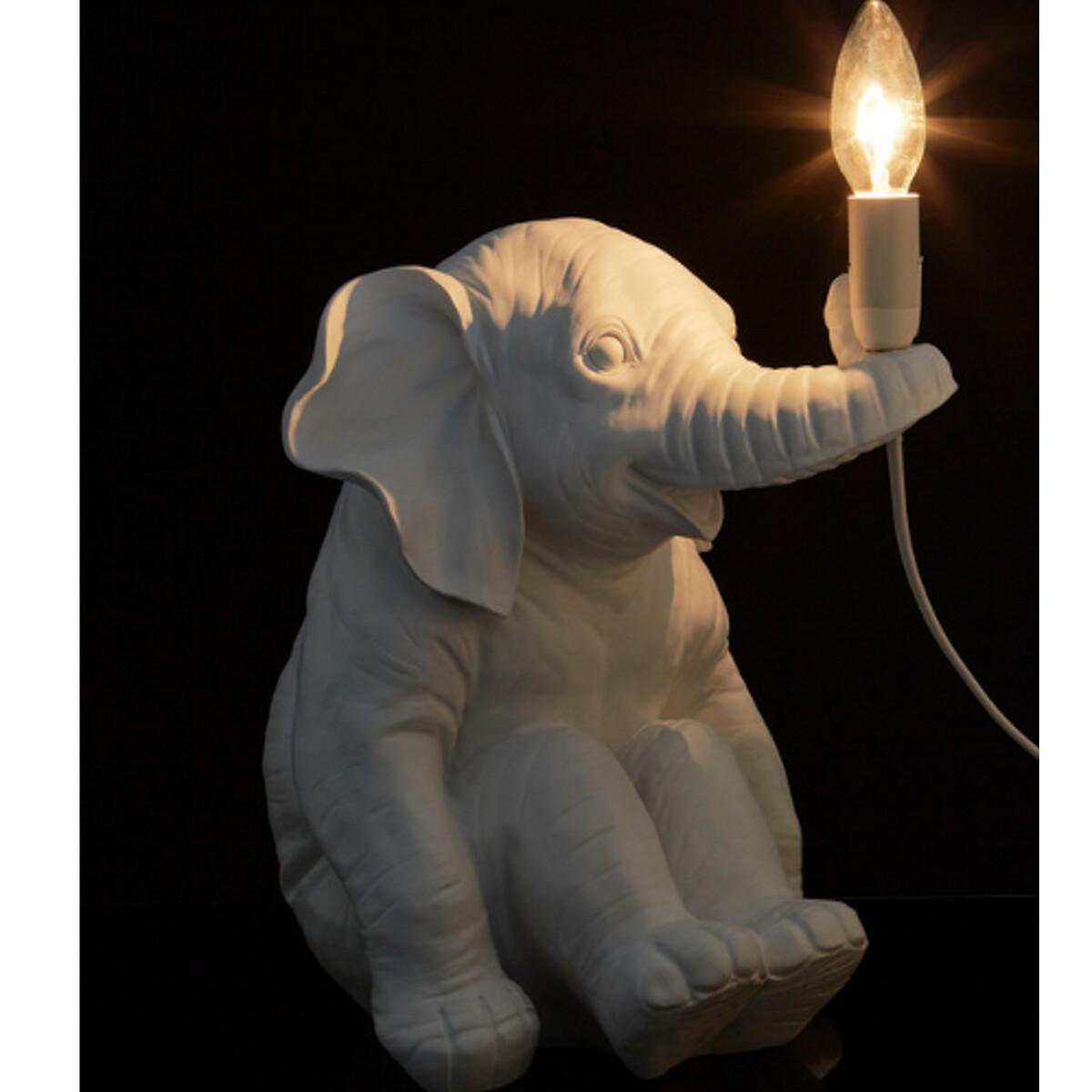 White Ceramic Elephant Character Table Lamp – image 7