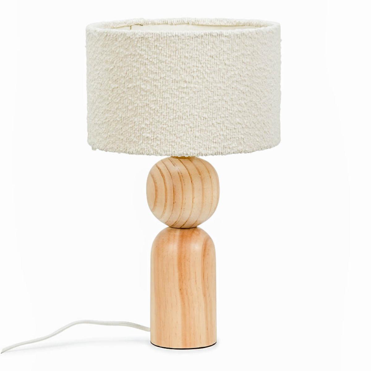 Oak Turned Table Lamp with Boucle Shade – image 5