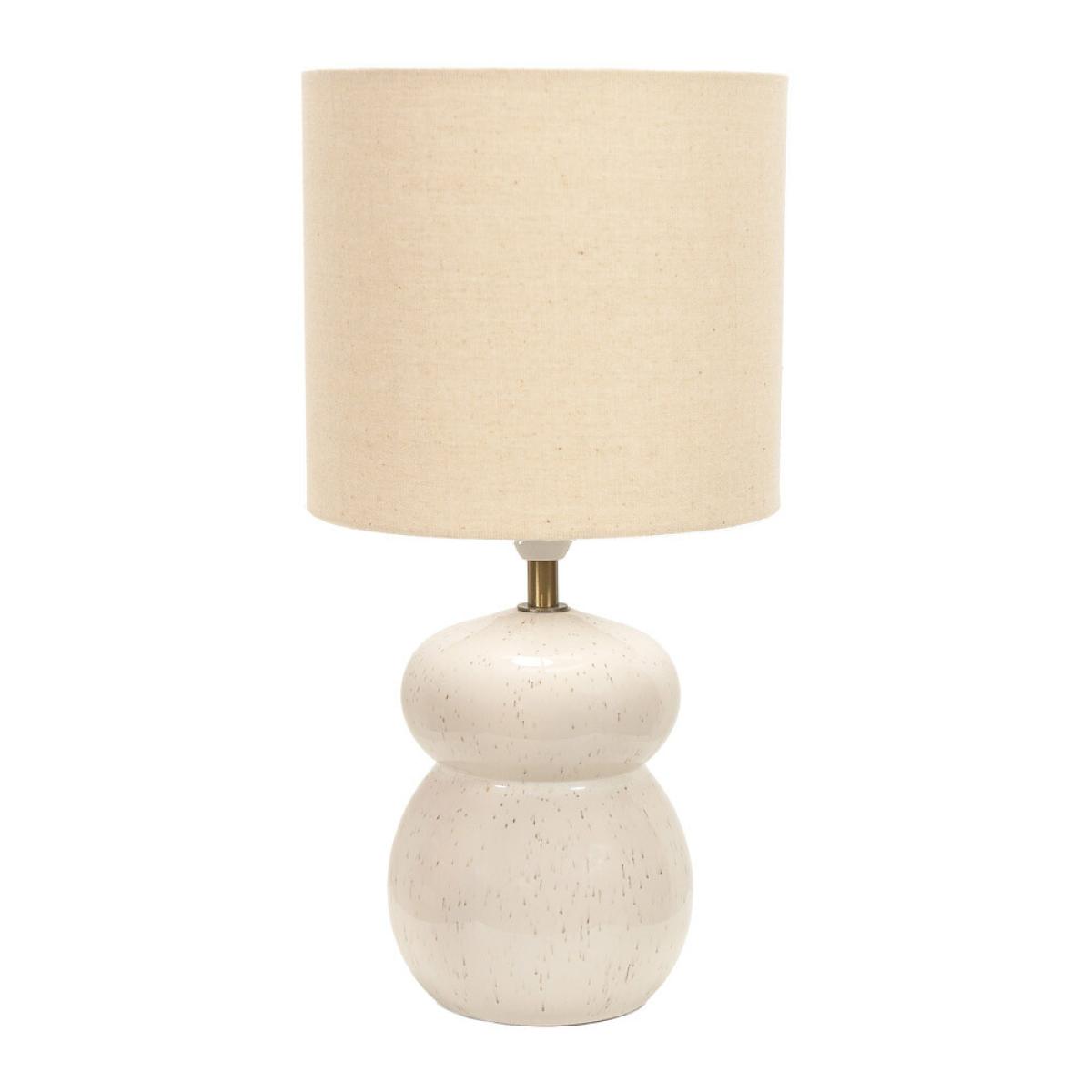 Glazed Ceramic Table Lamp with Natural Linen Shade – image 3