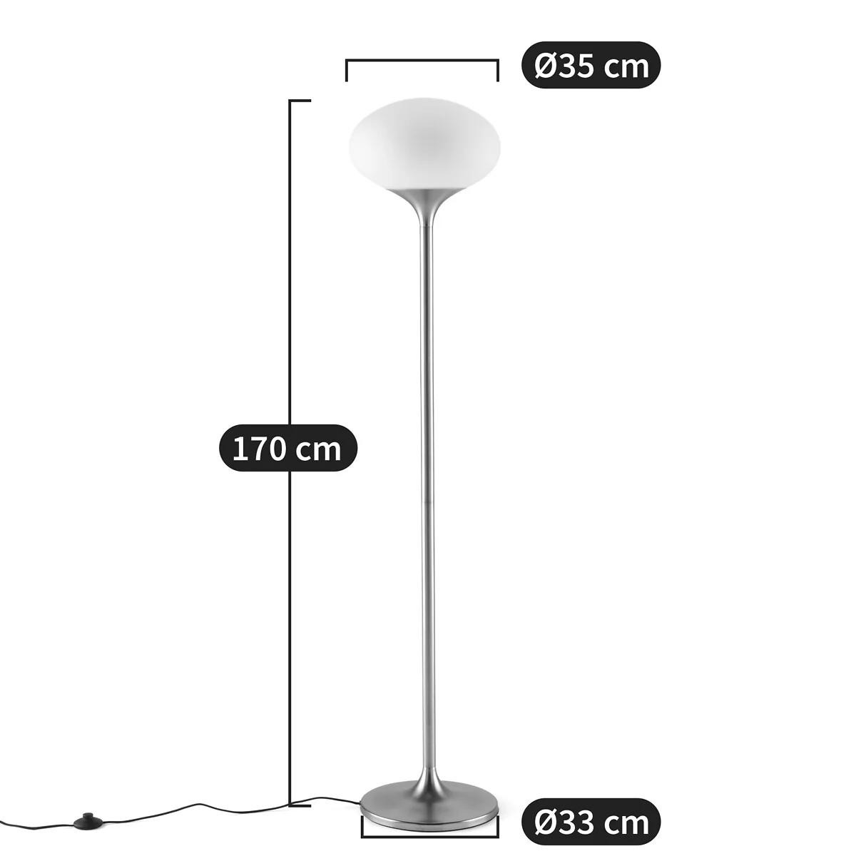 Merisa Chrome Metal & Opaline Floor Lamp – image 5