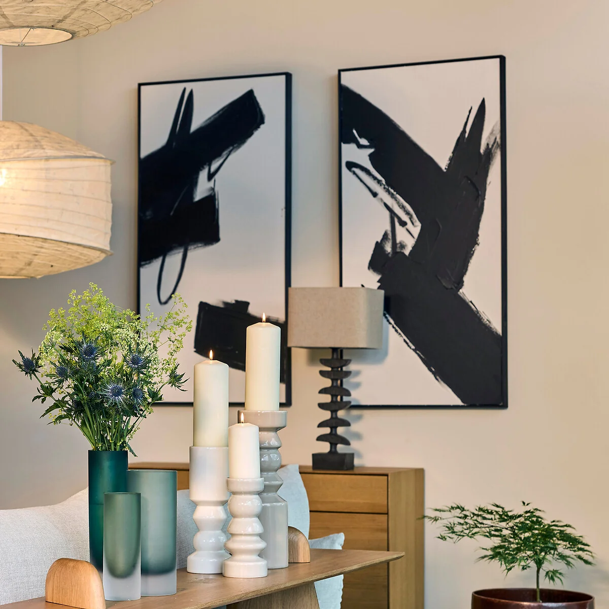 Odyha Sculptural Iron Lamp with Linen Shade – image 2